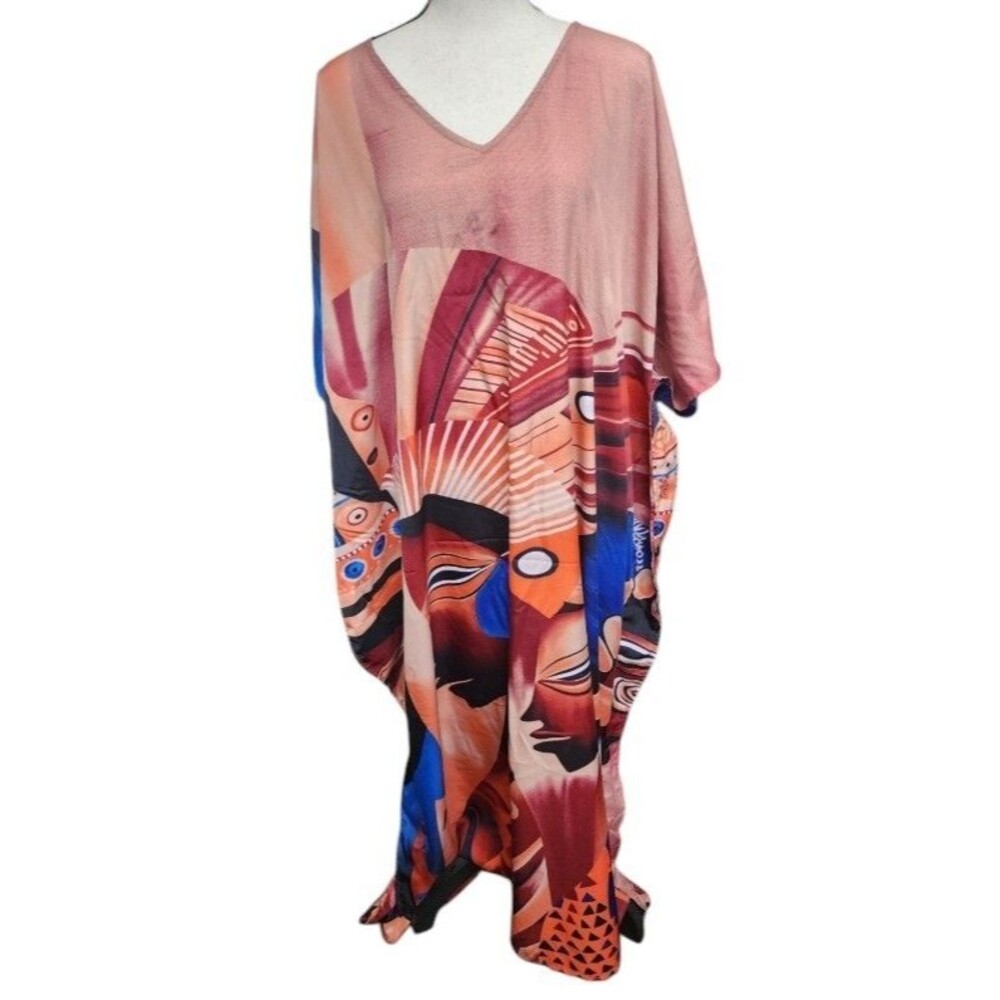 Gypsie Blu Tribal Print Kaftan One Size African Ethnic Resort Dress Loungewear